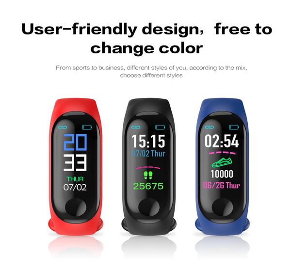 

running pedometer m3 plus blood pressure monitor heart rate fitness tracker smart bracelet counter waterproof pedometers tslm1 wmtobs