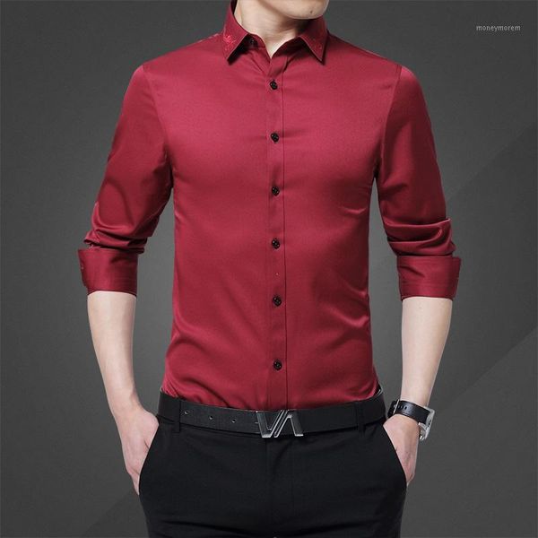 

mens dress shirts neckline embroidery men shirt long sleeve slim fit red white black darkblue lightblue mens shirt1