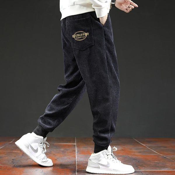 

men's jeans autumn ly designer fashion men loose fit casual corduroy harem pants streetwear hip hop joggers wide leg sweatpants, Blue