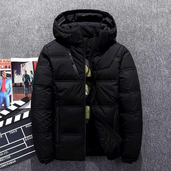 

windproof down jackets men warm hooded winter outerwear smart casual white down coats male padded jacket1, Black