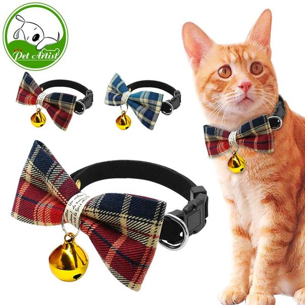 

симпатичная клетчатая галстука для галстука кошка с колокольчиком bellaway маленькая собака щенка котенка котенка котарки регулируемые предо