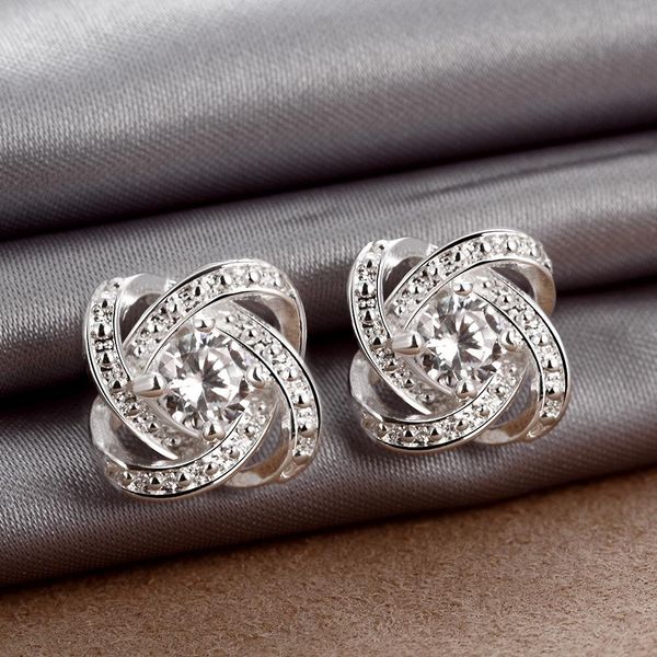 

wholesale silver color fashion noble charm women classic shiny crystal cz earring jewelry e029 h sqcnib, Golden