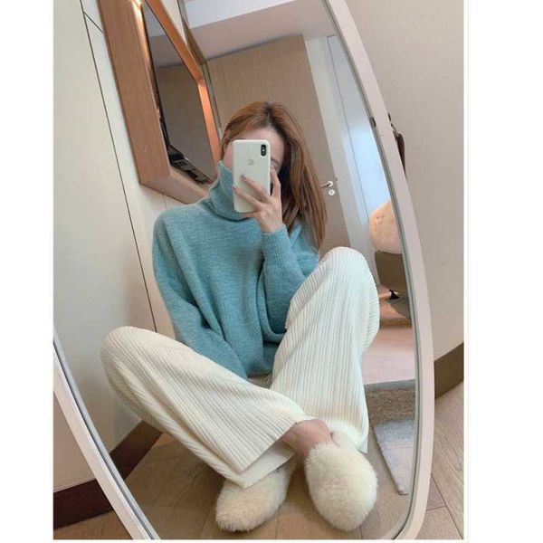 

women's sweaters autumn spring women sweater knitted pullovers warm simple solid half high neck long sleeve loose female fashion, White;black