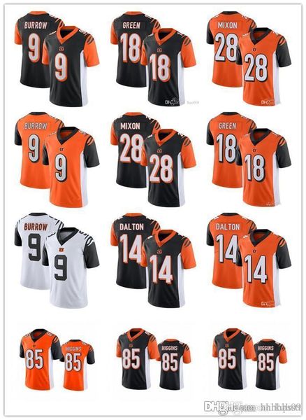 

мужчины женщины молодежи cincinnati бенгальс 9 джо барроу 18 а. дж. green 28 joe mixon 14 andy dalton 85 tyler eifert футбольные майки, Black;red