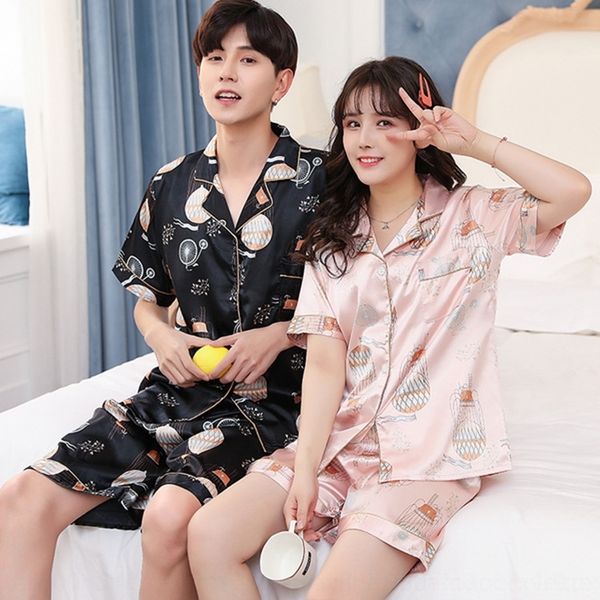 

z5np luxury 2 piece silk satin 191207 pajamas set blue suit soft flower printed sleepwear long sleeve pyjamas winter men women homewear cozy, Black;red