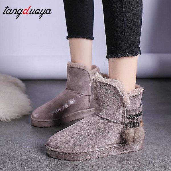 

2020 winter new korean version plus velvet warm snow boots female short cotton boots tassel zipper martin cotton shoe, Black