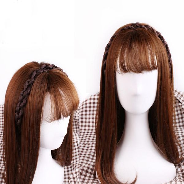 

2cm girls wig headband braids hair accessories women hairstyle plait braided hair band girls elastic hairband female wmtcaf