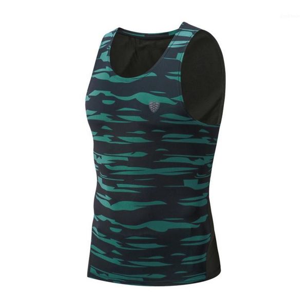 

running jerseys 2021 vest gym men's tank camouflage quick dry fitness athletic compression sports vests1, Black;blue
