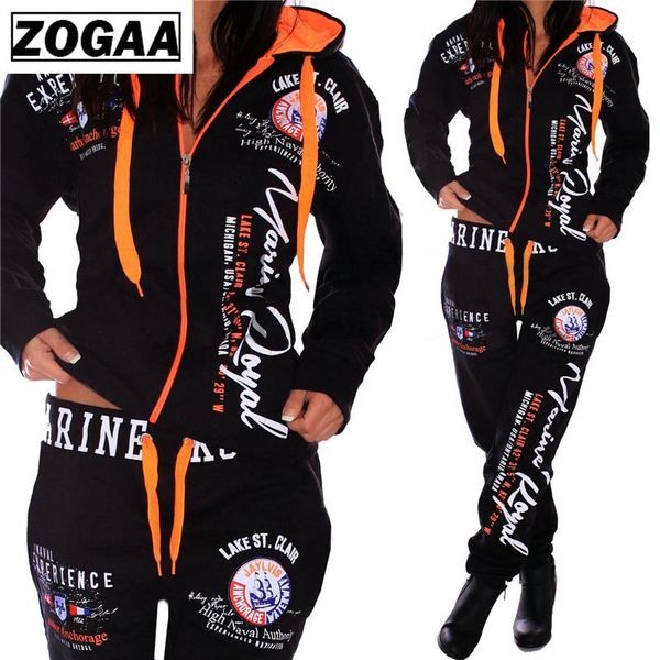 

women's two piece pants zogaa fashion tracksuit for women s-3xl brand casual sportwear hooded sweatshirt and suit, White