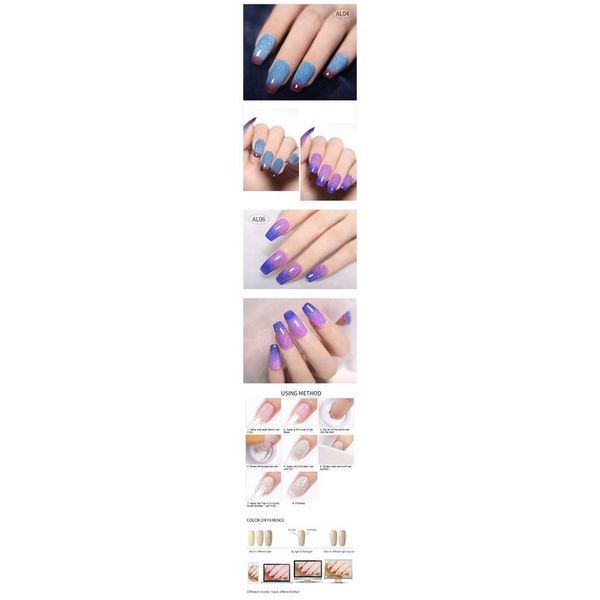 

nicole diary thermal dip nail powder set temperature change shinny glitter dipping nail chrome pigment kit nail art dec jllpuh, Silver;gold