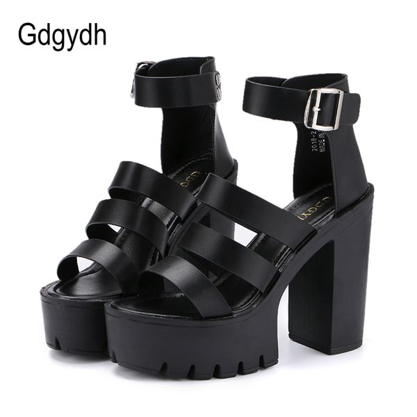 

gdgydh 2020 new summer shoes women white open toe button belt thick heel wedges platform shoes fashionable casual sandals female y200702, Black