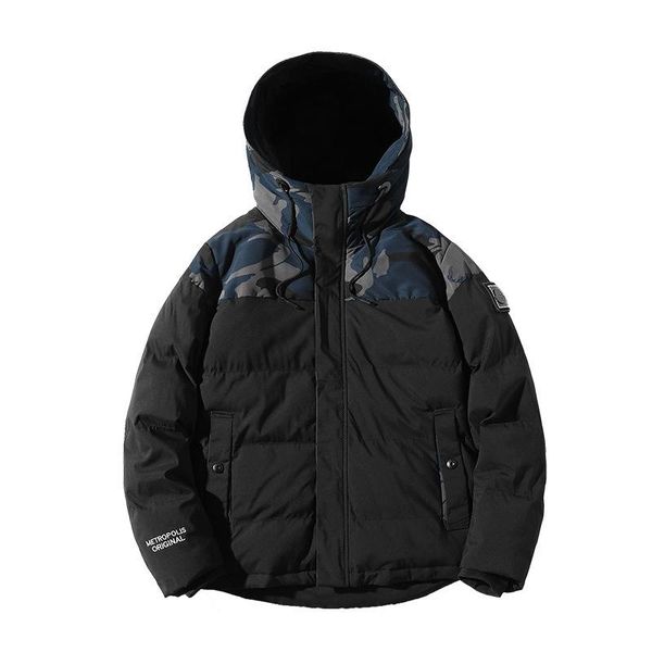 

men's down & parkas overcoat windbreaker winter jackets coat cotton zipper male hooded warm outwear coats brand clothing sportswear, Black
