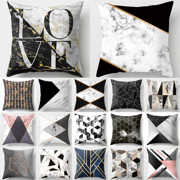 

gold geometric marble sofa decorative cushion cover pillowcase polyester 45*45 throw pillow home decor pillowcover 40507
