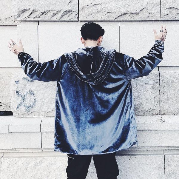 

men long jacket warm hip hop long coat us size m-xxxl, Black