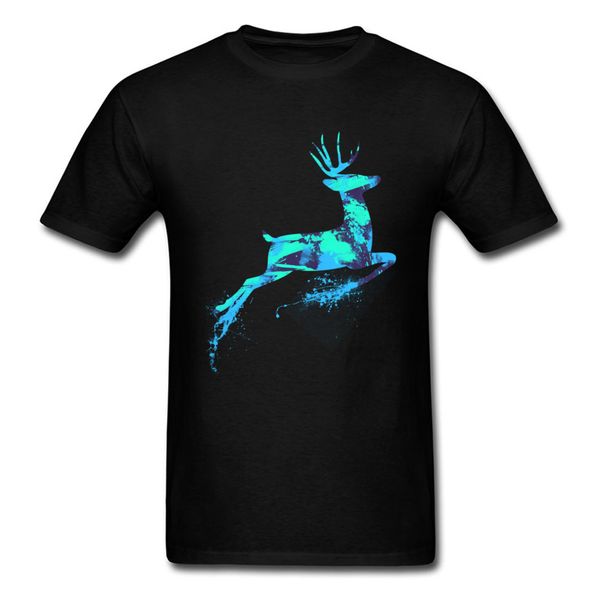 

jumping deer print men black t shirt watercolor art design male short sleeve t shirt fabric fashion tees sport hooded sweatshirt hoodie