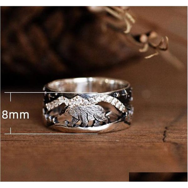 

s1914 fashion jewelry black vintage polar bear ring hollow out rhin sqcnpw queen66, Silver