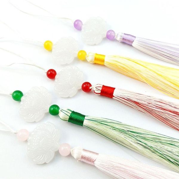 

2 шт. white jade decor tassels fring beyant diy ювелирные изделия обратная одежда ремесла аксессуары ключ автомобильная сумка висит кольцо s