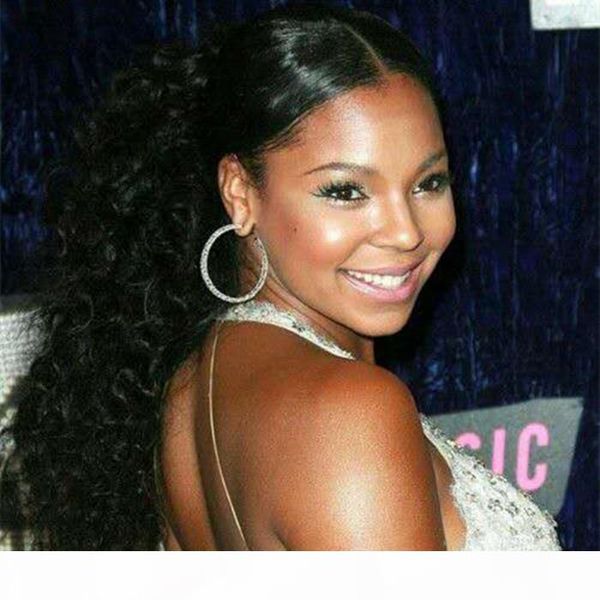 

brazilian italian curly drawstring ponytail human hair clip in ponytail extensions virgin hair natural color 1 piece 160g divas, Black