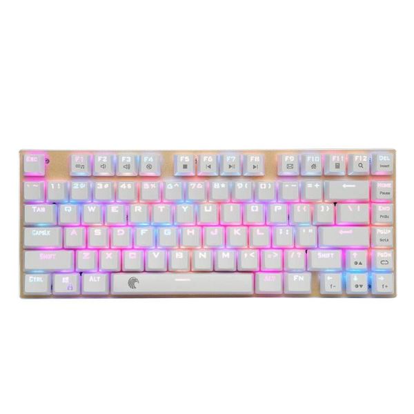 

e- z-88 60% rgb mechanical gaming keyboard led backlitwater resistant,compact 81keys anti-ghosting for mac pc,gold+white