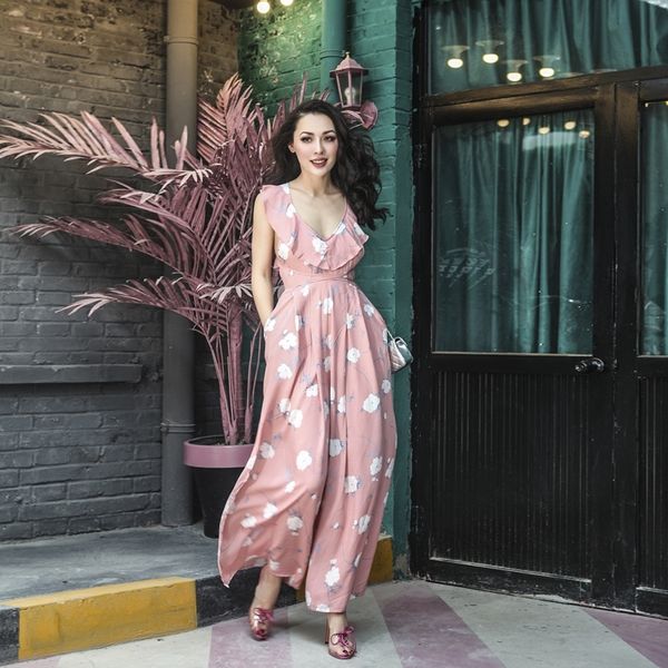

2021 new summer elegant backless jumpsuit decorating ruffles cut mangoes kind of thin high rise exhausted monkey cx5l, Black;white
