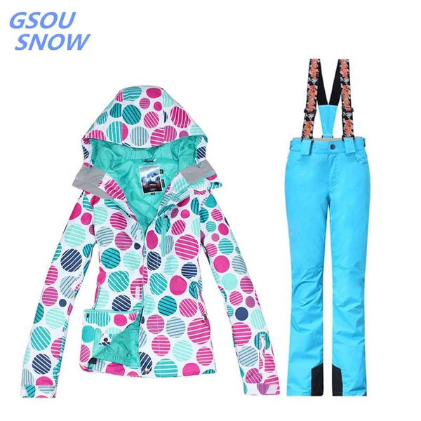 

skiing jackets gsou snow for women ski jacket outdoor winter suit waterproof 10000 windproof snowboard coat +super warm pants