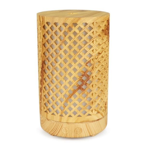 

openwork wood grain ultrasound aroma diffuser household ultrasound humidifier bedroom essential oil aromatherapy machine(yx125 light-color l