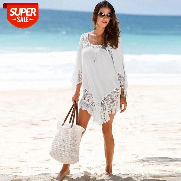 

white lace cover ups swimwear 2020 summer bikini pareo beach cover ups beachwear women dress bathing suit up #q425 #pz1t, White;black