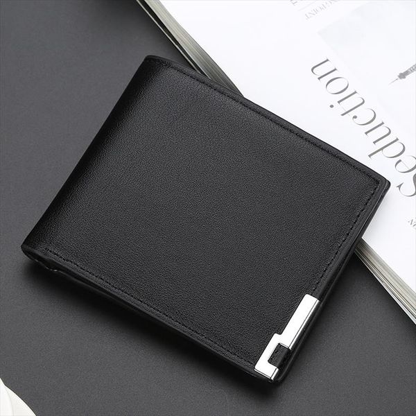 

leather wallet fashion short bifold men wallet casual soild men wallets with coin pocket card holder purses male wallets, Red;black