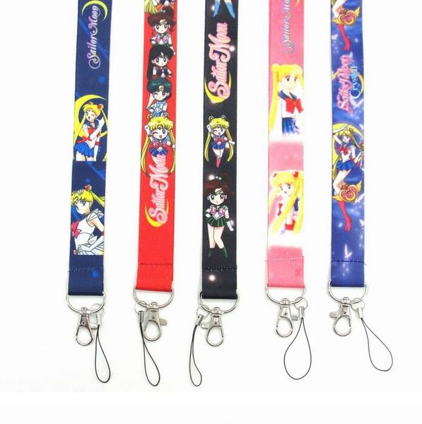 

30pcs new cosplay sailor moon anime cartoon style neck strap purple lanyard for phone keys id card