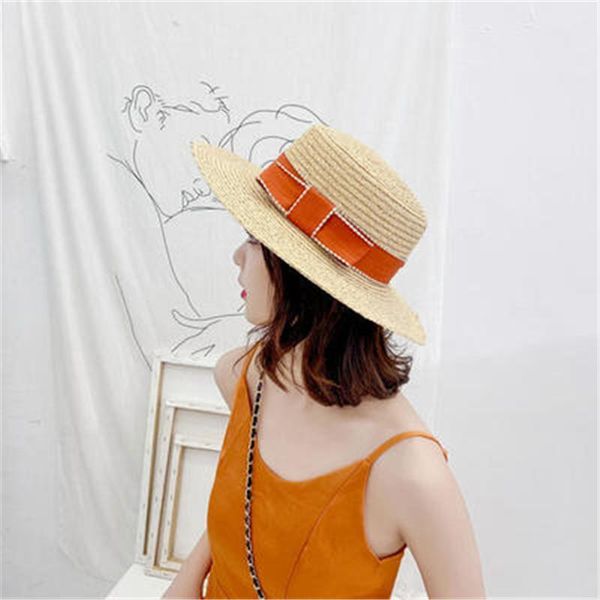 Sunmmer Hats для женщин Новый Панама Купол Широкий Большой Большой Пляж Шляпа Дамы Ничья Бантик Raffia Роскошная Весна Солнечная Шляпа