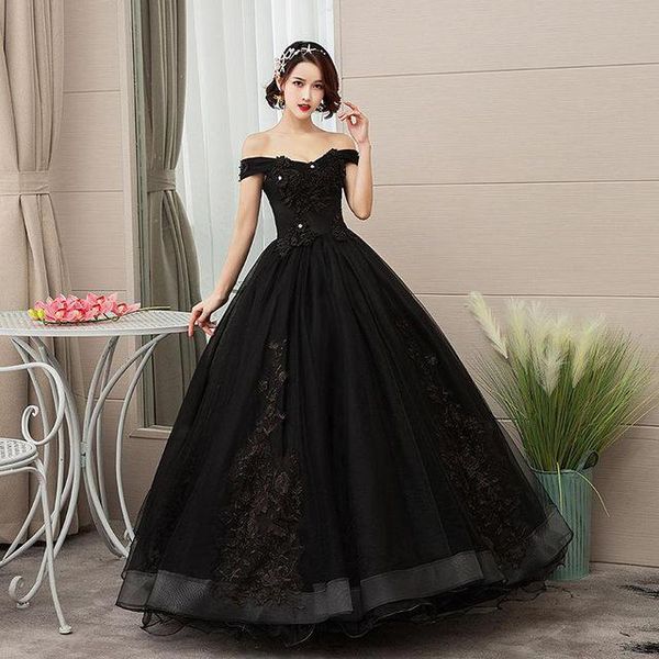 

2021 new black flowers appliques bateau ball gown quinceanera dresses lace up sweet 16 dress debutante prom party dress custom made 047, Blue;red