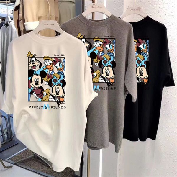 

short sleeve t-shirt women 2020 new korean dress dressdressversion ins fashion graffiti bf style loosecartoon versatile half sleeve top, White