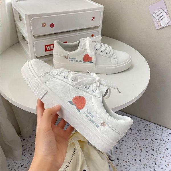 

white deer peach hand-painted design small white shoes women's 2022 autumn new sneakers ruian factory net red shoe