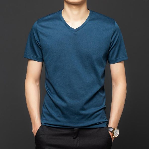 

men's sweaters luxury summer silk mulberry v leader slim short-sleeved t-shirt thin ice comfortable, White;black