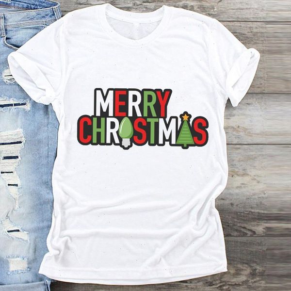 

women letter tree holiday happy fashion merry christmas print clothes graphic female tshirts t shirt ladies tee t shirt, White