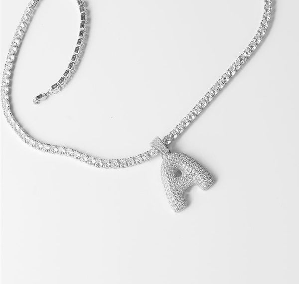 

custom a-z 26 letter name pendant out gold 16/18/20/24 inch tennis chain men women hip hop necklace jewelry gift wmtnfcz dayupshop, Silver