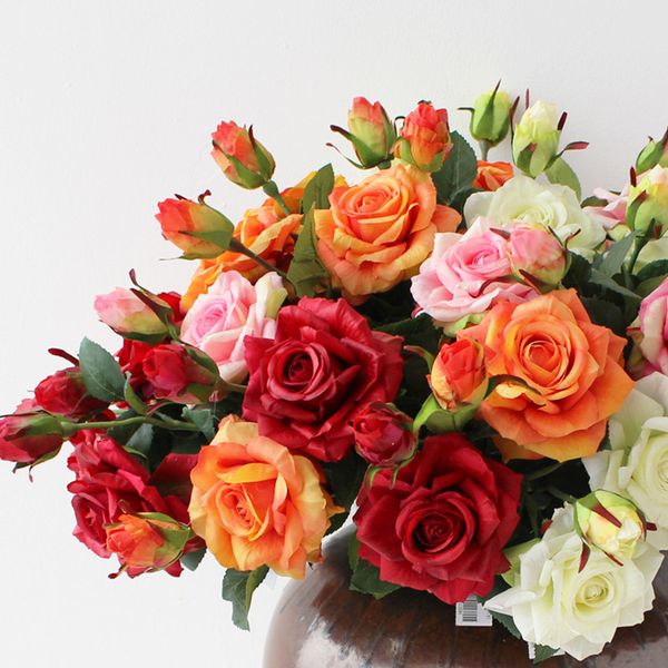 Künstliche Latex-Rosen für die Hochzeit, zwei Köpfe, echte Touch-Blume, Heimdekorationen, Hochzeits-Party-Blumenstrauß-Zubehör 201222