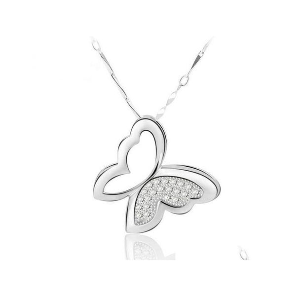 

925 sterling silver butterfly pendant necklace charms animal fashion bohemian jewelry exaggerated crystal pendant jewelry for women rtk7k