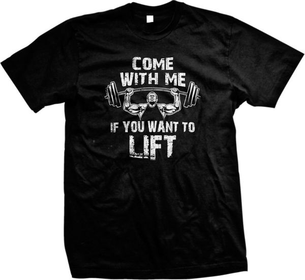 

sport super sale come with me if you want to lift barbell men's new summer fashion men short-sleeved cotton customize t shirts