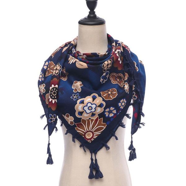 

2020 spring women scarf cotton scarves lady wraps winter pashmina print floral vintage female scarf bandana wmtrep bdesybag, Blue;gray