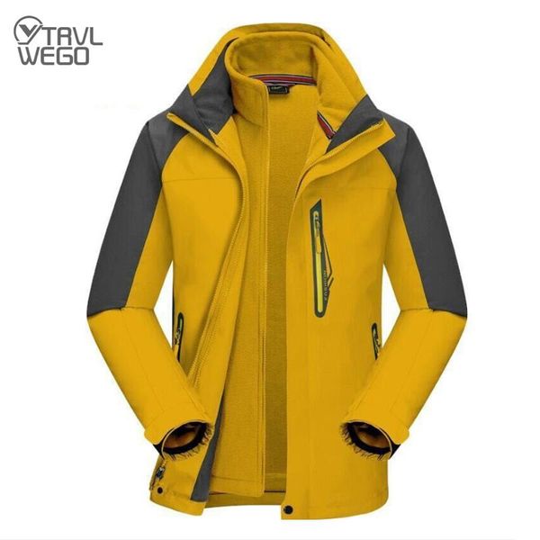 

trvlwego skiing jacket high-quality men coat+lining 3 in 1 keep warm outdoor camping hiking trekking waterproof winter snow
