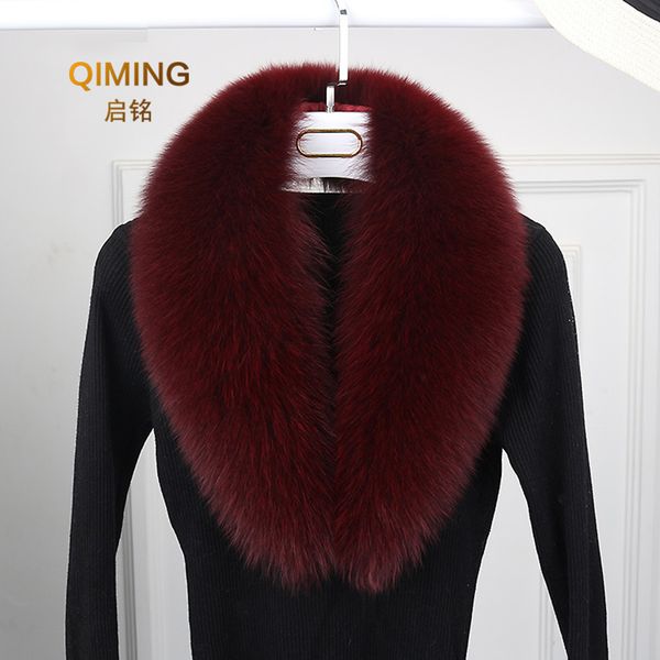 

luxury fox fur collar men and women winter fur scarf long section real fur collar leather black white scarfs pashmina scarves y201007, Blue;gray