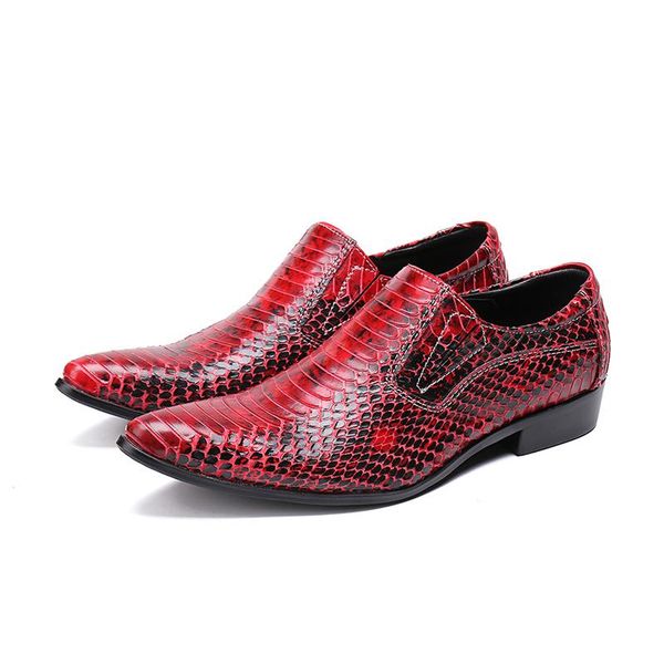 

classic man formal dress derby office shoes genuine leather crocodile handmade red wedding party flats men's footwear male, Black