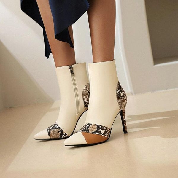 

zawsthia new arrival 2021 winter autumn woman's ankle boots pointed toe 10cm super thin high heels women booties big size 33-48, Black