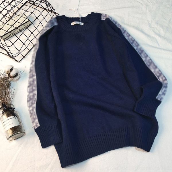 

f5spg 6803 early autumn pullover new men's and women's side ribbon round neck pulloverribbon personalized fashion trendversatile 2, White;black