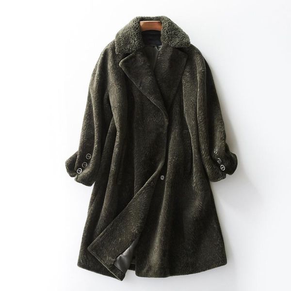 

autumn real jacket 100% wool winter women clothes 2020 korean vintage sheep shearling fur coat v17f32226 yy2020, Black