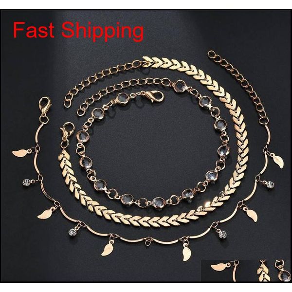 

crystal arrow leaf tassel anklet chain gold multilayer wrap foot chain foot bracelet fashion beach jewelry will jllplx dh_garden, Red;blue