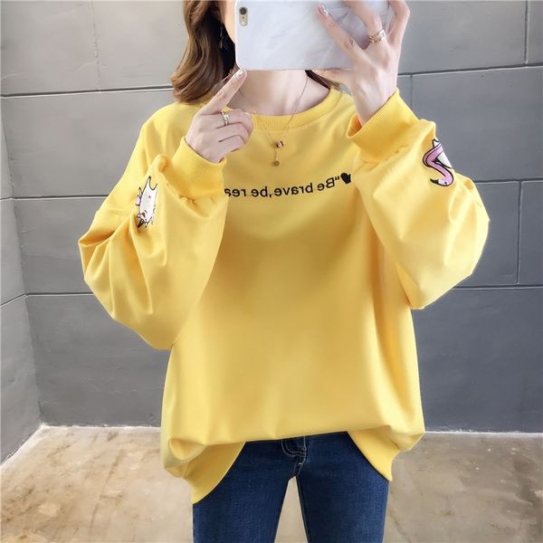 

zjr47 2020 autumn and winter women's style lar pullovercoat pulloverstudent round neck pullover thin sweater pullover letter printing, Black