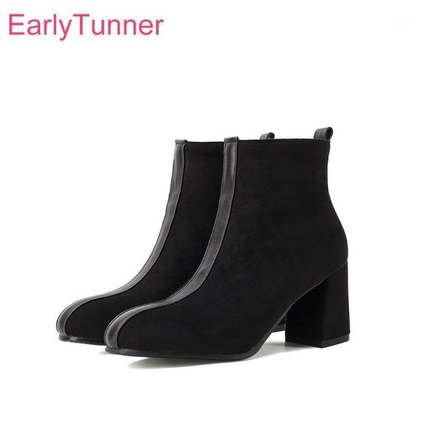 

2020 winter new comfortable black beige women ankle riding boots round toe high heels lady shoes plus big small size 10 32 43 461