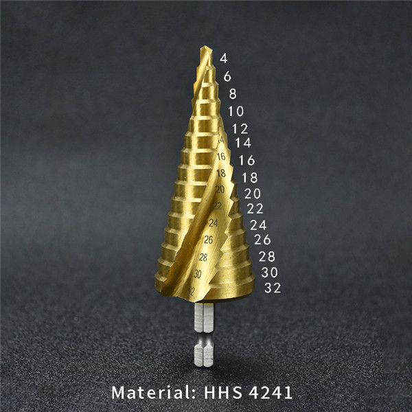 

new type pagoda drill bit hexagonal high speed steel high speed steel titanium spiral groove stepped tower hole opener